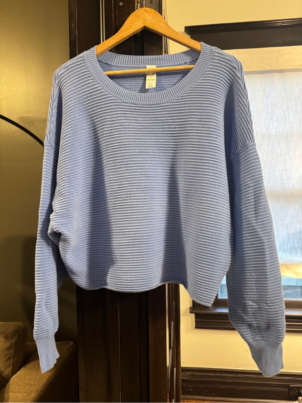 Aerie Light Blue Ribbed Knit Sweatshirt